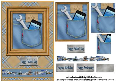 Jeans Pocket with Tools and Cell Phone for Dad Qs