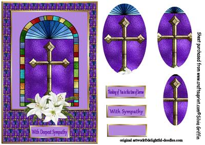Stained Glass Window with a Cross with Lilly's Qs