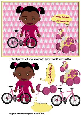 Multicultural Little Girl with Bike Sbs