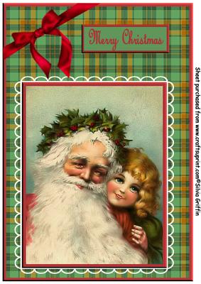 Vintage Santa with Little Girl A4