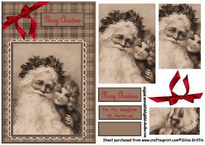 Sepia Colored Santa and Little Girl Qs