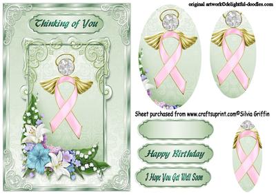 Breast Cancer Angel and Flowers Qs