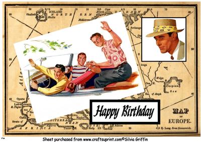 Males in a Car Wishing You Happy Birthday A4