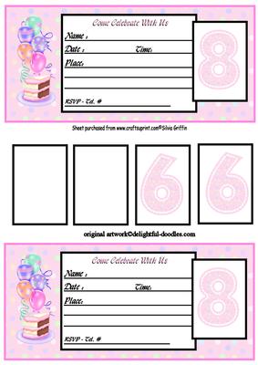Pink Cake and Balloon's Invitation Card