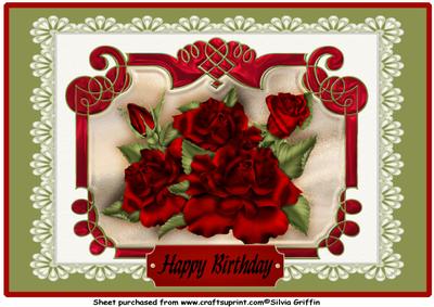 Red Roses on White Lace A4