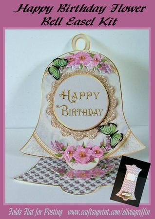 Pink Flowers and Lace Happy Birthday- Bell Easel Kit