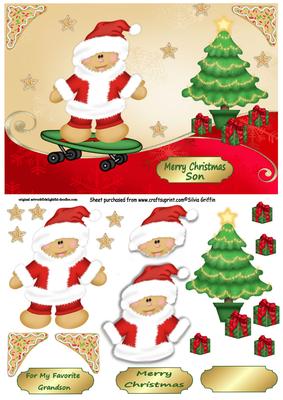 Gingerbread Santa on a Skate Board Sbs