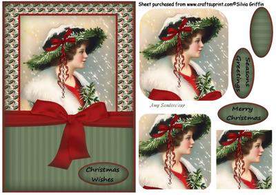 Vintage Lady with a Christmas Bonnet Qs
