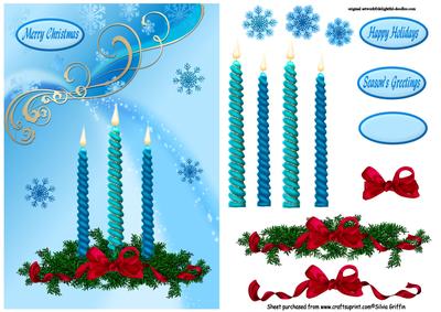 Blue Fancy Christmas Candles Sbs