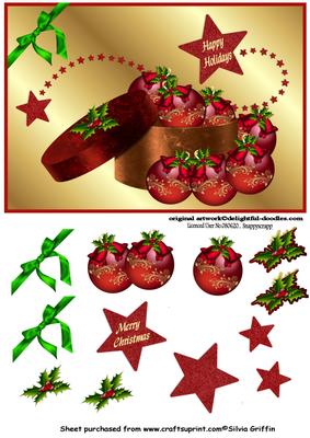 Box of Red Christmas Baubles Sbs