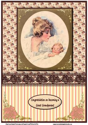 Mother and Child in Peach A4 for Great Grandparents