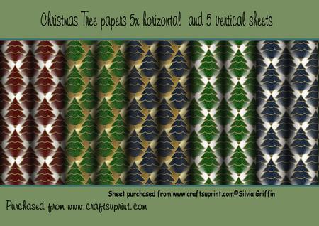 Christmas Trees Papers in 5 Different Color Kit