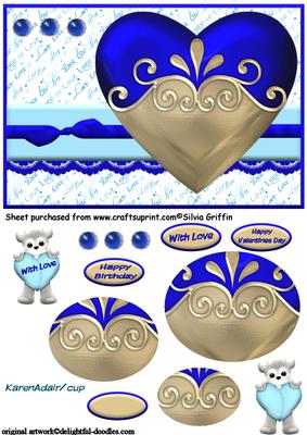 Jeweled Heart in Blue Qs
