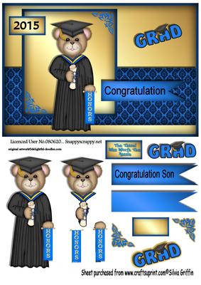 Graduation Teddy Bear in Blue Qs