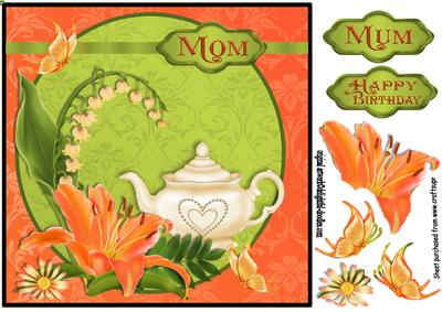 Orange Flowers and Teapot for Mother Sbs