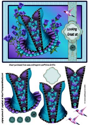 Blue Fancy Corset with Flowers Sbs