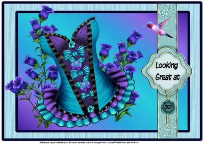 Blue Corset with Flowers A4