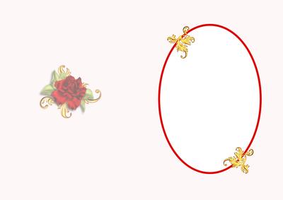 Red Rose and Gold Swirls Is