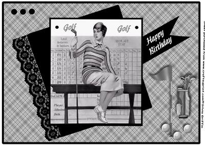 Vintage Lady -ready for Golf A4