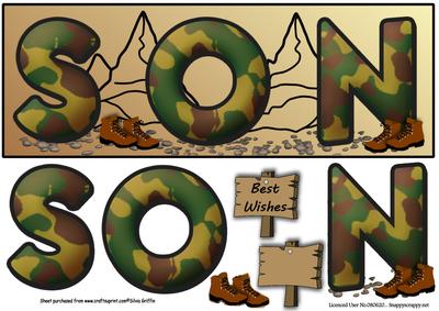 Son -camouflage Letters with Hiking Boots Dl