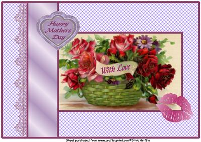 Flower Basket with Roses A4