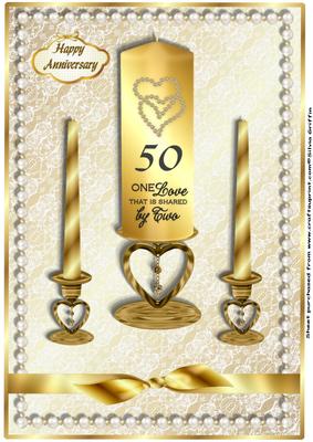 Golden Anniversary Candles with Lace A4