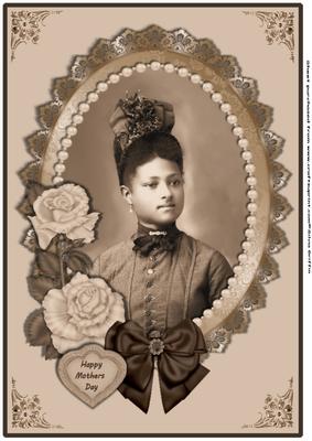 Vintage Black Lady with Roses A4