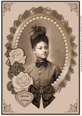 Ethnic Lady with Roses A4 2
