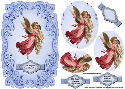 Angel Holding a Child Sympathy Pyramid Blue Qs