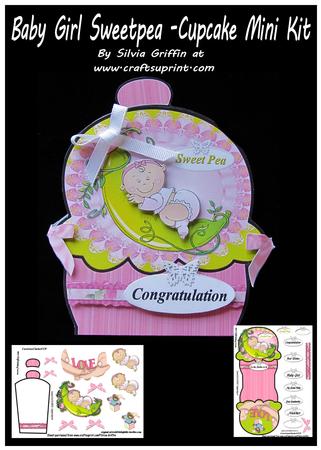 Baby Girl Sweet Pea -cupcake Mini Kit