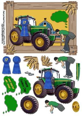 Giant Tractor in Wooden Frame Qs