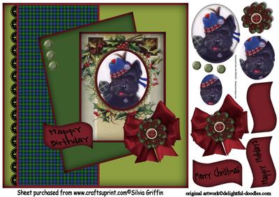 Tartan Themed Scottish Terrier at Christmas Qs