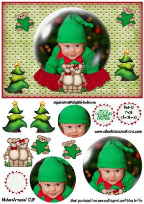 Little Elf Baby's First Christmas Snowglobe