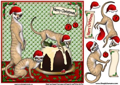 Meercat Christmas Pudding 8x8