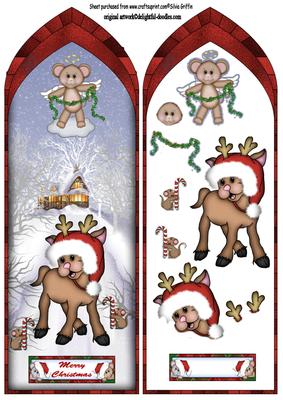 Fancy Arch Reindeer with Santa Hat Dl