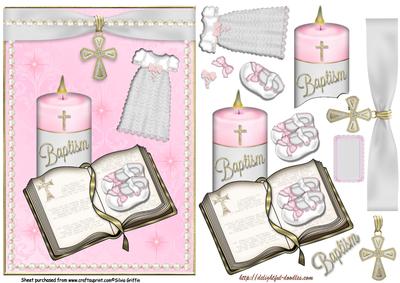 Festive Girl Baptism with Bible and Candle Qs