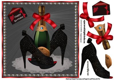 Fancy Black Shoes with Champagne Bottle Sbs