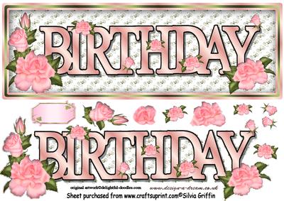 Birthday Pink Roses Large Dl