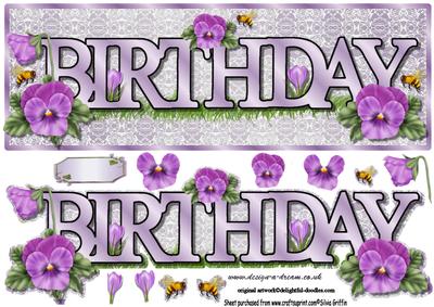 Lavender Pansy Birthday Large Dl