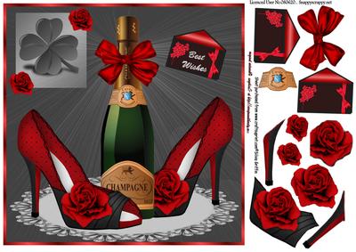 Red and Black Shoes with Roses Qs