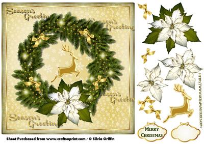 Christmas Wreath with White Pointsettia