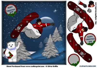 Snowboarding Teen Christmas Card Sbs