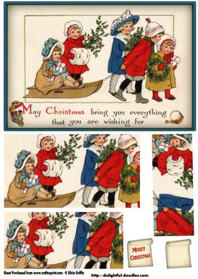 Vintage Children on a Sleigh Py