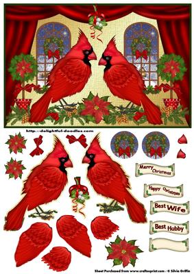 Red Robin Couple Kissing Under the Mistletoe Sbs