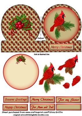 Gloe Shaped Card with Red Robin with Insert