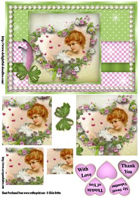 Lady Gazing in Flower Shaped Heart Pyramid