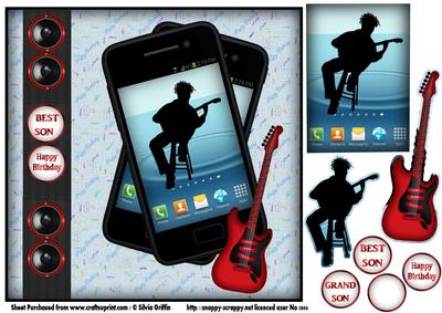 Teen Playing the Guitar in a Smartphone Sbs
