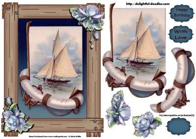 Sailboat in a Wood Frame Qs