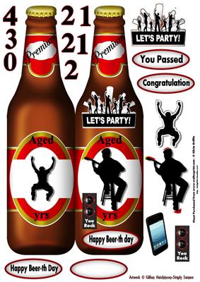 Beer Bottle with Teen Playing Guitar Dl