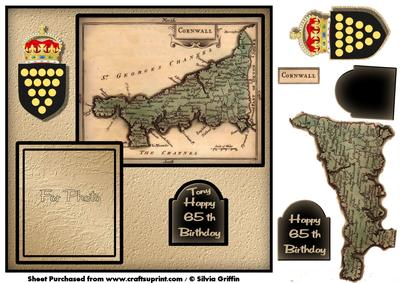 Map of Cornwall with Space for Photo Sbs